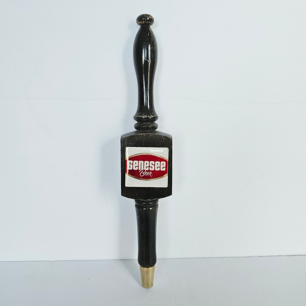 Vintage Genesee Beer Tap Handle Wood Shield Logo Bar Decor Breweriana